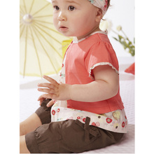 2016 Summer Cute Baby Clothes Sets Toddler Infant Girls Flower Headband T shirt Tops Floral Printed