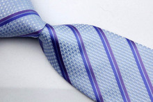 NT0116 Blue Purple Stripe Smooth Classic Silk Polyester Jacquard Woven Man s Business Wedding Luxury Tie