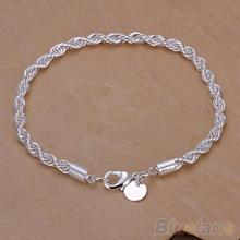 Elegant Silver Plated Twisted Rope Design Bracelet Bangle Chain  1ML2