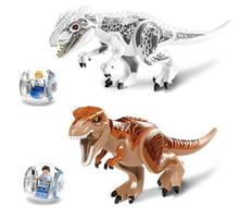 With box Jurassic World Tyrannosaurus Building Blocks Jurrassic Park 4 Dinosaur Bricks Toys legoelieds jurassic world For Kids