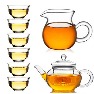 Handmade heat resistant glass teapot flower pot liner tea pot set