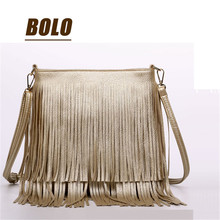 New Fashion Comfortable PU Golden Tassel Women Fringe Bag Women Messenger Bags Upscale Lining Shoulder Bags