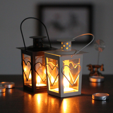 Romantic Lantern Iron Garden Decor Candle Holder Warm Retro Glass Home Decor Candle Holders