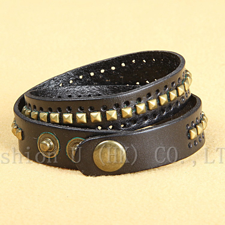100 Genuine Cowhide Leather bracelet men for women wholesale trendy fashion personality polycyclic porous jewelry holiday