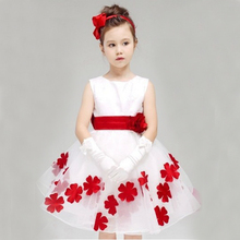 Birthday Party Princess Appliques Kids Dress Girl Clothes 5 Colors Wedding Bridesmaid Dress Ropa De Ninas TZ33