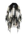 2016 New Style UK Famous Brand Plaid Faux Fur Collar Poncho Shawl Cameo Rose Cream Check