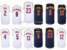 The Final Logo On Back, James Irving Smith Shumpert Thompson Dellavedova Harris White Dark Blue Basketball Jersey,Size:S-XXL