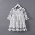 New Sweety Hollow Girls Lace Dress 2017 Summer Baby Girl Dresses Princess Costumes Infant Pink And