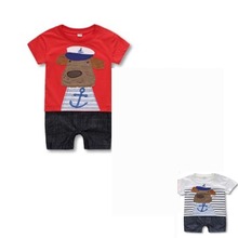 Men and women short-sleeved summer children’s clothing baby Siamese Romper climb out clothes cotton baby jumpsuit Coverall