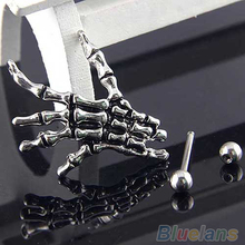 14G Skeleton Skull Hand Shield Nipple Bar Sexy Ring Punk Body Jewellery 1FZ1
