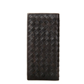Men Woven Pattern Casual Long Wallet Fashion Solid Color Knitting Genuine Leather Money Clip Trendy Clutch