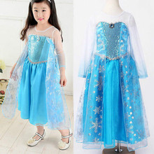 Blue Girls Dress Kid Girls Cartoon Costumes Halloween Princess Dress Halloween Cosplay Formal Fancy Dress 2-10T