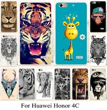 Оболочки кожи для Huawei honor4c бриллиант-линия животных фон телефон чехол честь 4c красочные картины крышка