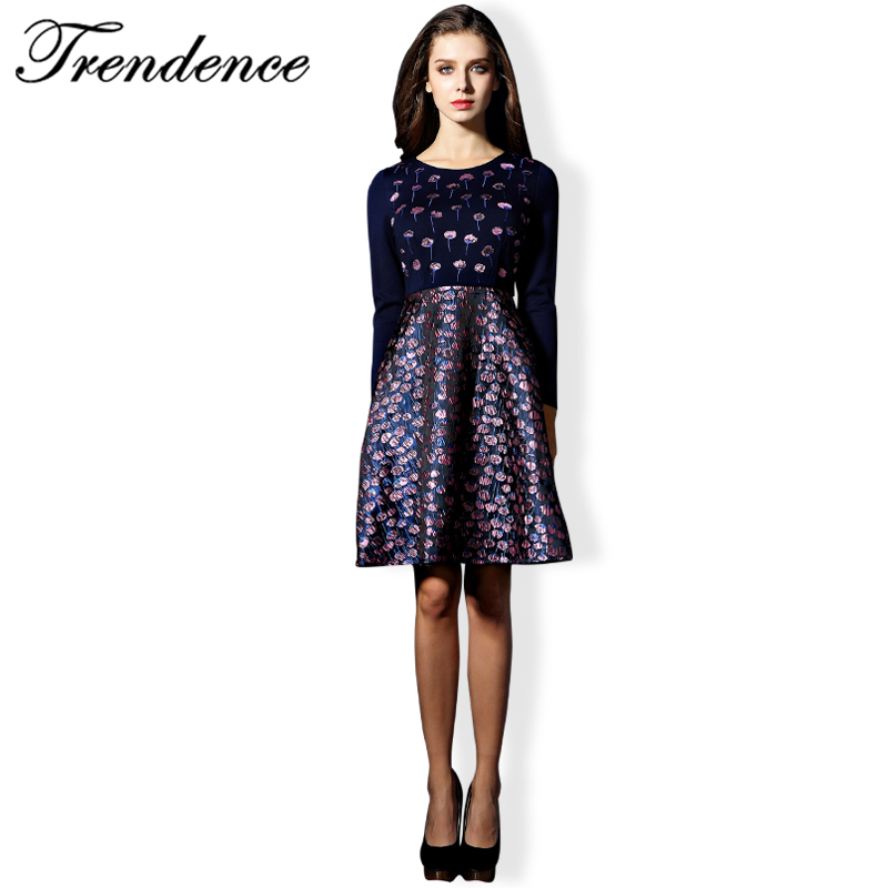 Trendence Spring/Summer 2016 Woman Dress Beautiful Europe Style Embroidered Floral  Evening Fashion Dress 8C868F