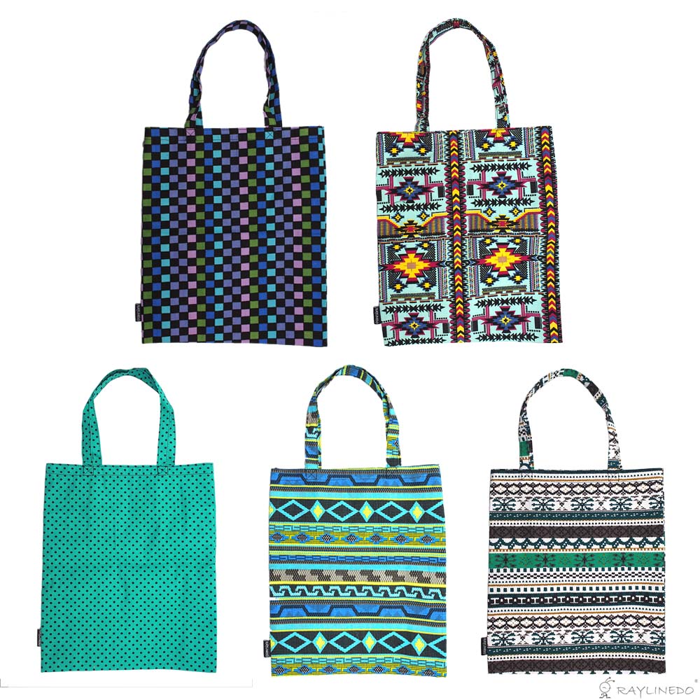 5X Eco Friendly Resuable Large Green Bohemia Canvas Tote Lunch & Grocery Shopping Bags Beach Bag ...
