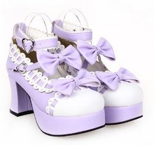Size 34-44 Cospaly Shoes Women’s Lolita Princess Bowtie Thick Heel Dress Shoes Pumps The Maid Shoes B2300