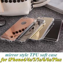 Luxury Mirror Case Soft TPU Back Cover For iPhone 4 4s 5 5s SE 6 6s Plus Phone Cases Shell Protective Capa for iPhone6s