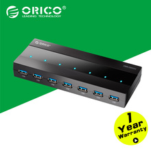ABS 7 Ports 3.0 USB HUB with 12V Power Adapter (Black)