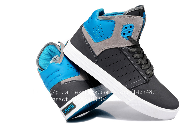 2015 Justin Bieber Skytop Style Gray Blue High Top Skateboarding Sports Shoes_6.jpg