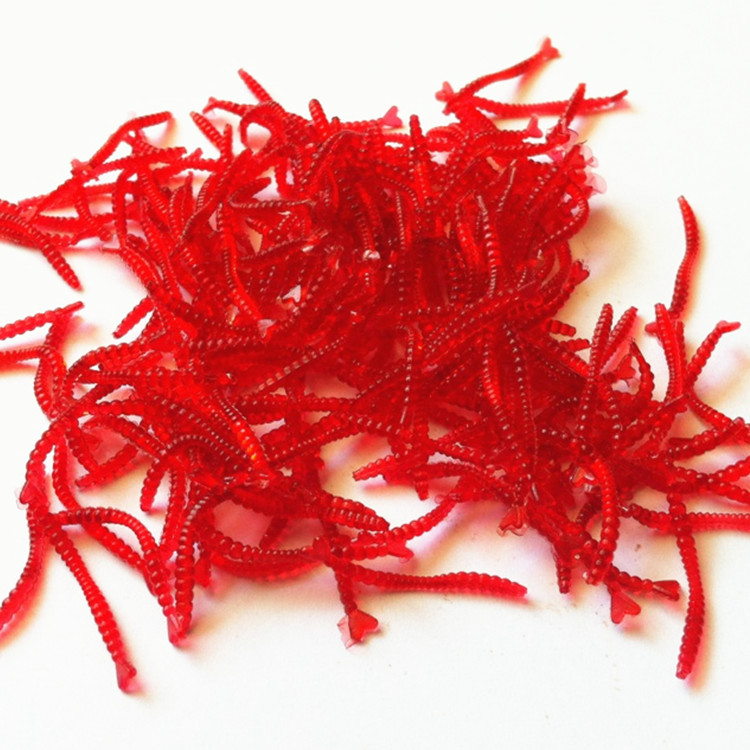 hot selling 200Pcs Lot 6 6grams 2 6cm plastic lures Artificial Fishing red worms Bait Bionic
