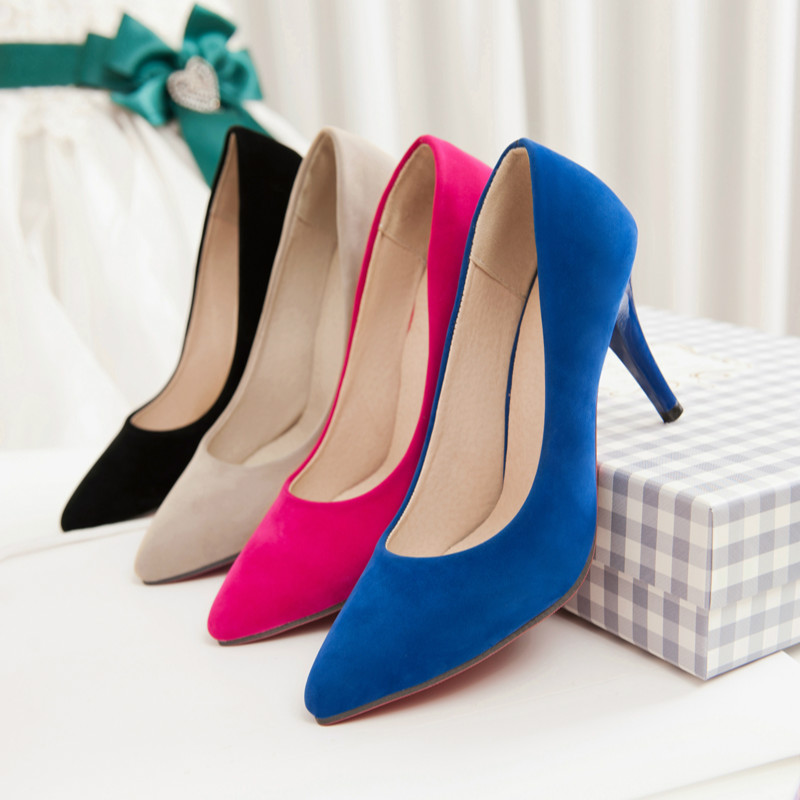 16 New Spring autumn women s Wedding shoes sexy Pointed Toe Slip On red bottom high