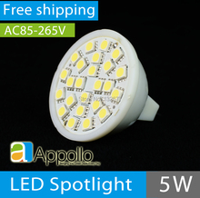 6pcs/lot led spotlight mr16 gu10 e14 e27 5w 24 smd 5050 led bulbs for lamps 110v 220v warm white / cool white Free shipping