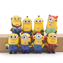 8Pcs/set Minions 2015 Despicable Me 2 figures toys doll Minion Ornament Christmas Gift minions Decoration boys girls Brinquedos