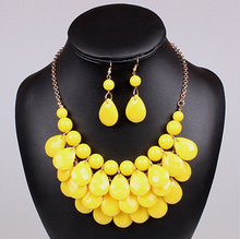 Women s top2015 Fashion spring Teardrop promotion Water Drop Bib necklaces pendants multi color bubble necklace