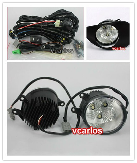 Free Shipping High Quality LED Fog Lights Lamp  TOYOTA YARIS VITZ  2006~2008~ON Clear Lens PAIR SET + Wiring Kit