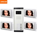 4 Units apartments 7 Inch LCD apartment video door phone intercom system Intercom Video Door Bell
