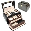 Jewelry Box 4 Layers Luxury Leather gift box fashion princess earring display caskets packaging leatherwith mirror