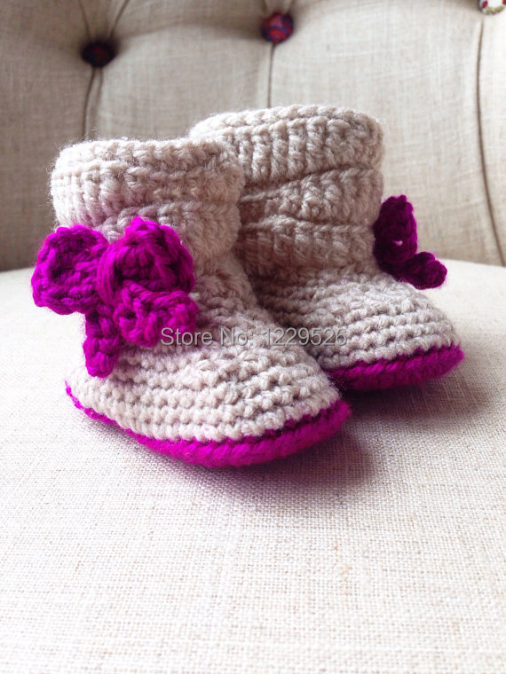 Crochet Slouchy Baby Boot Booties for winter use-in First ...