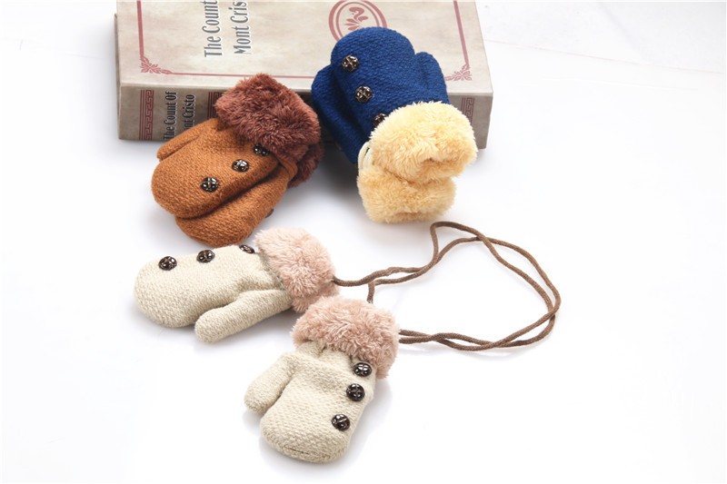 Children's Mittens Winter Wool Baby Boy Knitted Gloves Children Warm
