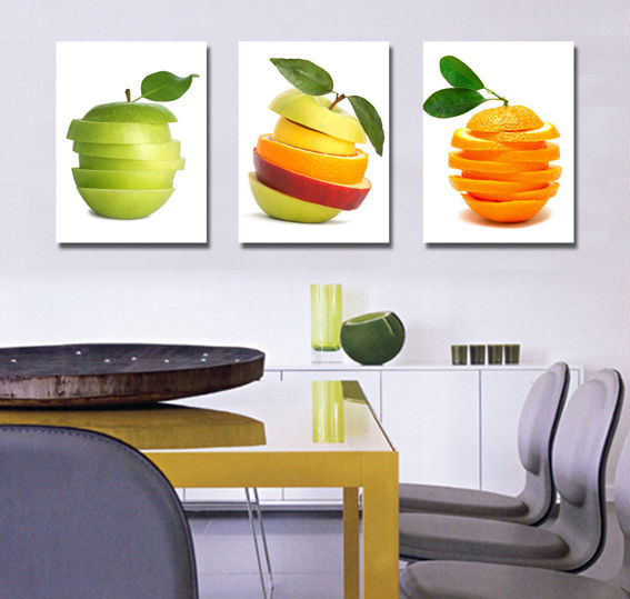 2015 Hot Free shipping 3PCS wall Decor painting for kitchen Fruits printed on canvas decorative canvas painting no frame