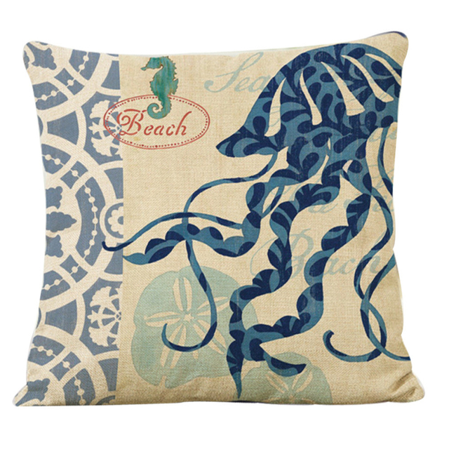 Мода 45x45 см Морской Стиль Хлопок Лен Чехлы Throw талия Наволочка Диван Home Decor Счастливые Подарки Высокое Качество Льна