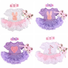 New Newborn Baby Girl Infant Clothing 3pcs/Sets 2016 Tutu Romper Dress/Jumpsuit+Headband+Shoes Christmas Bebe Birthday clothes