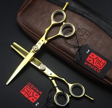 FAST Shipping! Professional Styling tools KASHO 5.5/6 inch gold Diamond 440C hair scissors barber hairdressing salon shears