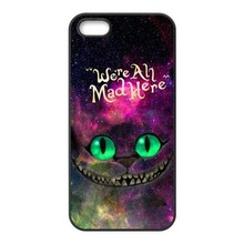 Alice in Wonderland Nebula for Galaxy Space Cheshire Cat Hard Phone Cover Case for iPhone 4 4S 5 5S 5C 6 6 PLUS