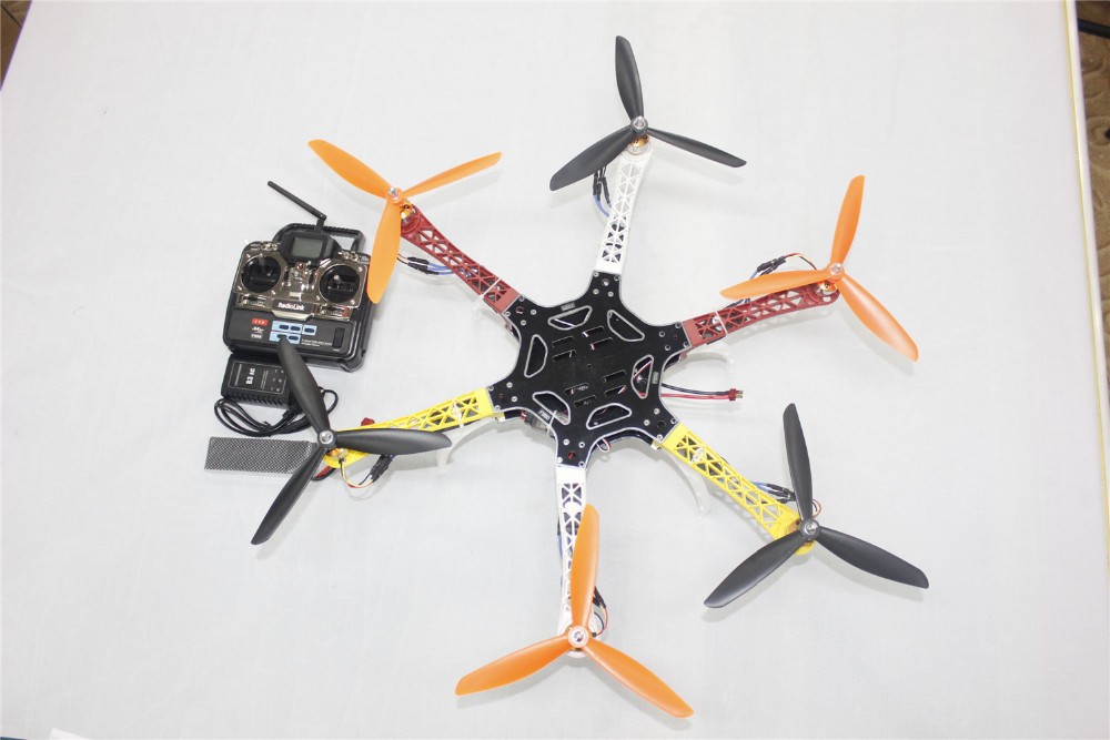 F05114-AH Drone F550 Hexa-Rotor Full Kit 1045 3-Blade 6Axis Multi QuadCopter UFO With High Landing Gear + FS