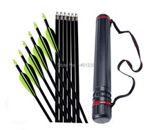 Archery hunting bows and arrows 12pcs fiberglass arrows+one Scalability arrow quiver for hunter compound bow hunting shooting
