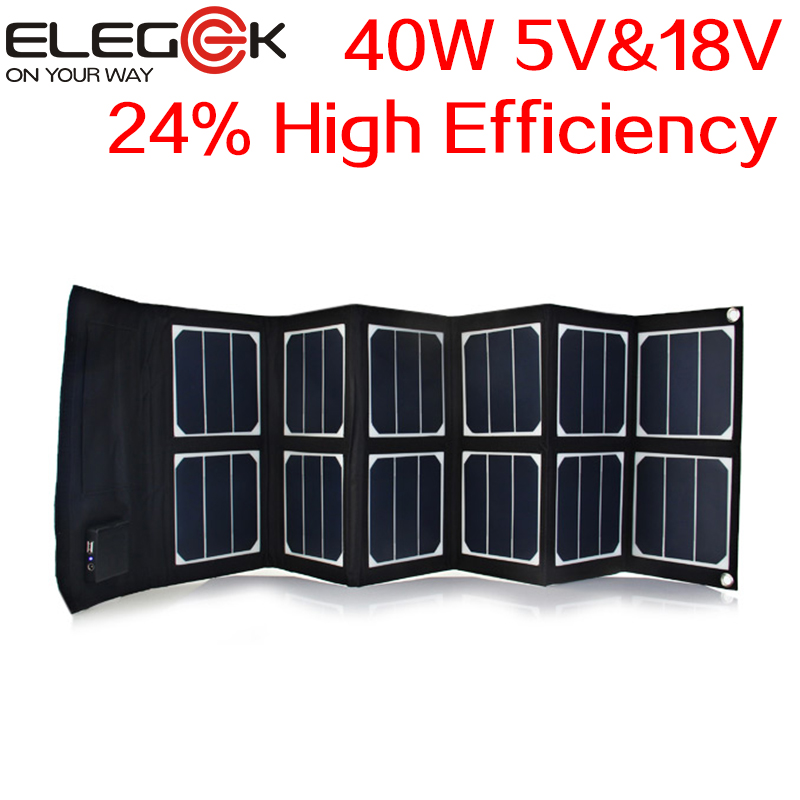 ELEGEEK 40W 5V/12V-18V Folding solar panel Portable USB DC Sunpower Panel High Efficiency Solar Panel Charger for Laptop & Phone ELEGEEK 40W 5V/12V-18V Folding solar panel Portable USB DC Sunpower Panel High Efficiency Solar Panel Charger for Laptop & Phone