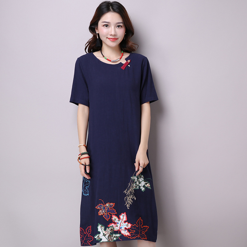 2016 summer font b maternity b font dresses cotton and linen embroidery plus size women s