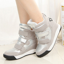 hot 2015 marant shoes women wedge sneakers women Height Increasing Leather wedge high heel sneakers high