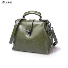 2016 new listing women oil wax genuine leather fashion bag retro doctor bag shell bag hand diagonal package crossbody bag