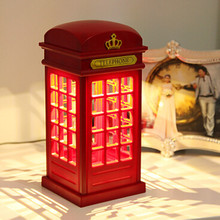 1pcs Retro London Telephone Booth Night Light Table Lamp