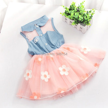 2015 Baby Girls Princess Party Dress Fashion Kids Children Flower Sunmmer Dress Infant Casual Clothing Free Shipping