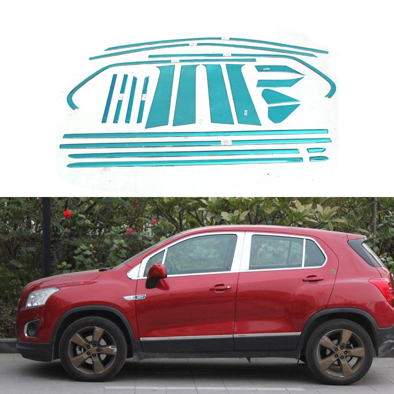 14/22Pcs/Set Stainless Steel Car Styling Full Window Trim Decoration Strips For Chevrolet Trax 2013 2014 2015  Accessories