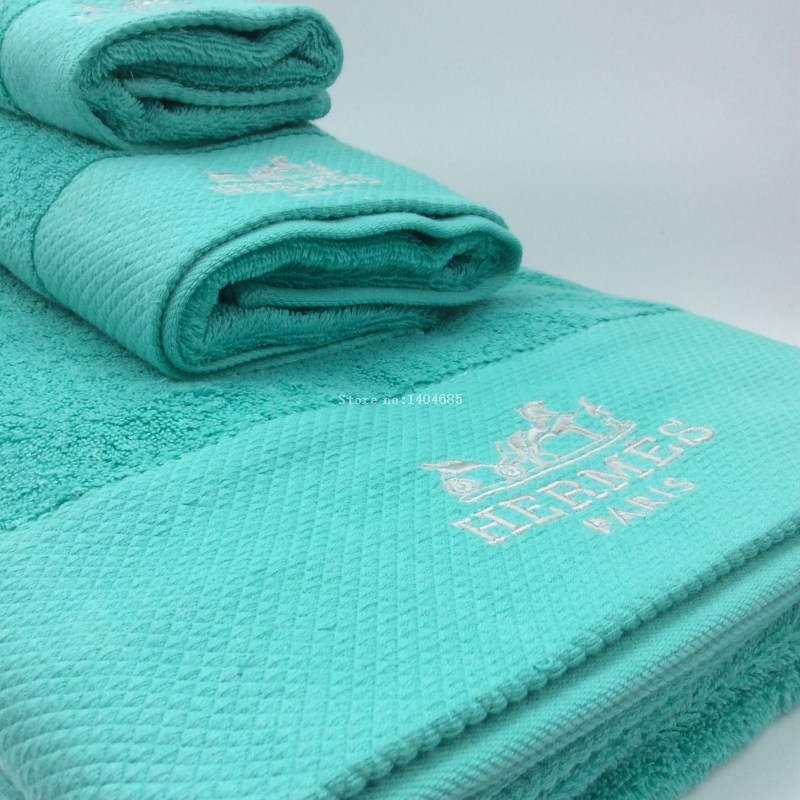Новый бирюзовый комплект полотенец 100% хлопок банное полотенце горячая оригинал + качество пляжные полотенца для взрослых утолщение полотенце бесплатная доставка