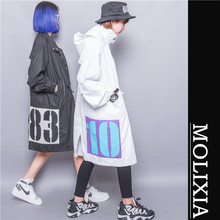 Fashion 2016 applique letter button plus size with a long font b trench b font hood