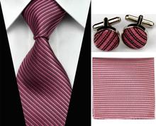 SNT0100 2014 New Men s 100 Jacquard Woven Silk Solid Neckties Tie handkerchief Cufflinks Sets for